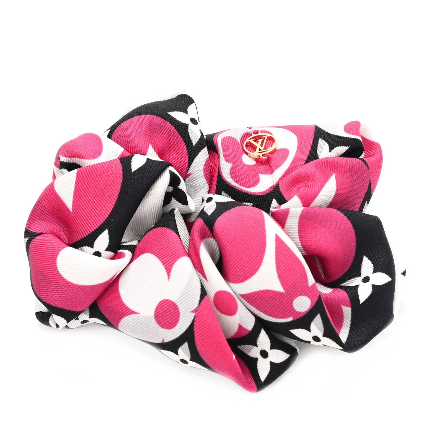 Silk Monogram Marbles Scrunchy Set Pink Khaki Beige