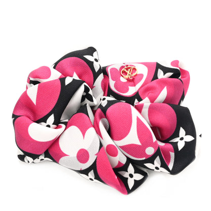 Louis Vuitton Silk Monogram Marbles Scrunchy Set Pink Khaki Beige 3 of 7