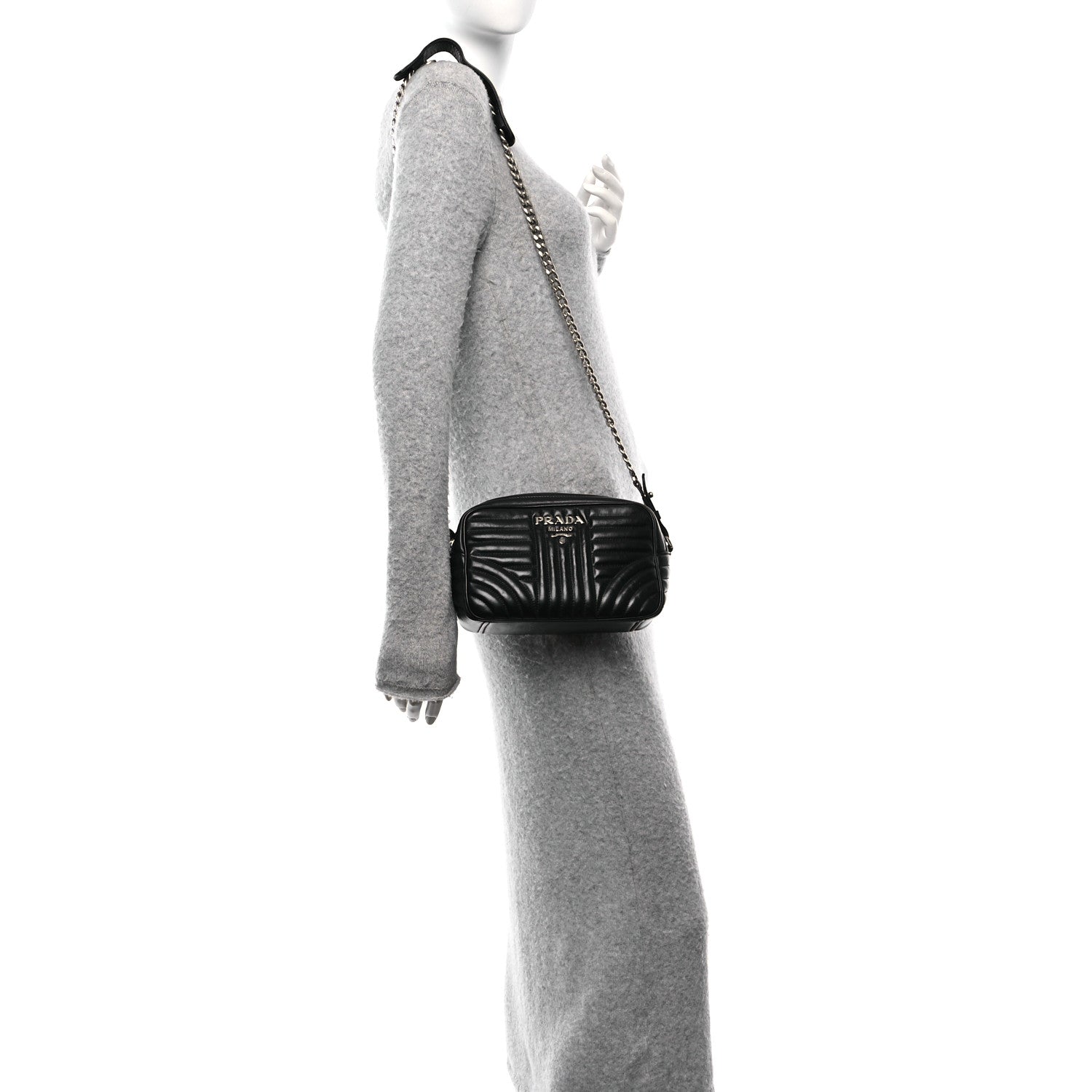 Prada Soft Calfskin Diagramme Camera Bag Black 3 of 9