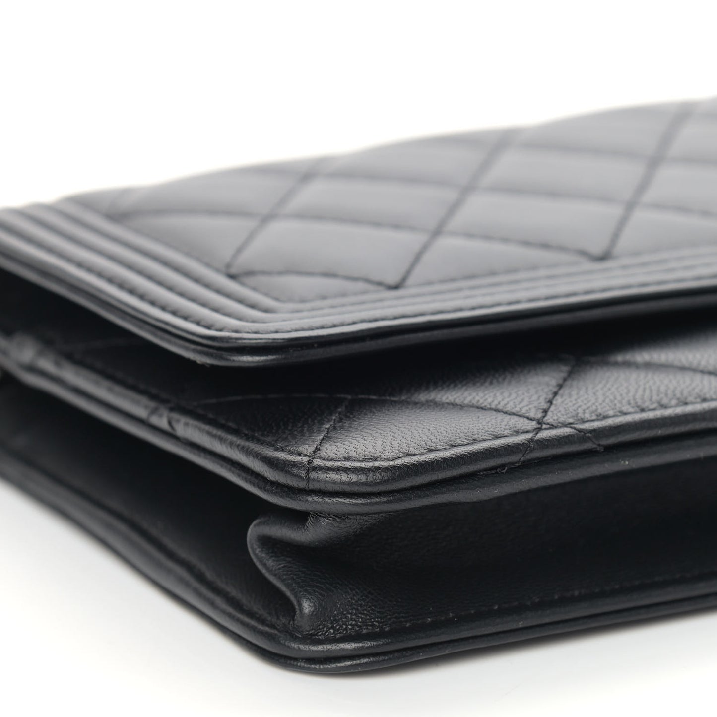Lambskin Quilted Boy Wallet On Chain WOC Black
