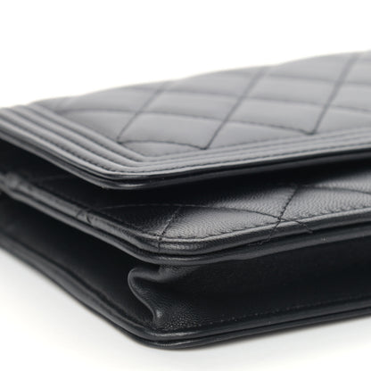 Chanel Lambskin Quilted Boy Wallet On Chain WOC Black 9 of 10