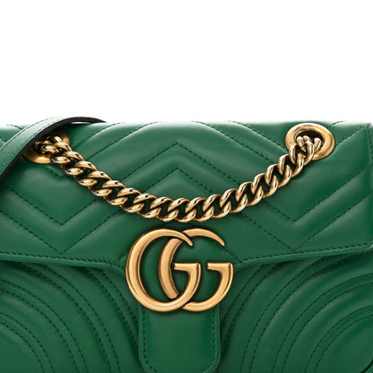 Gucci Calfskin Matelasse Mini GG Marmont Shoulder Bag Emerald Green 8 of 13