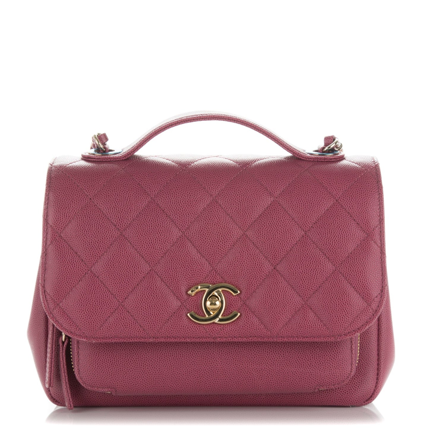 Caviar Quilted Small Business Affinity Flap Dark Pink