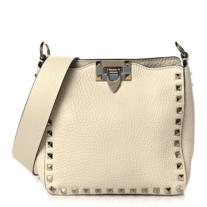 Valentino Garavani Pebbled Calfskin Mini Rockstud Flip-Lock Messenger Bag Light Ivory 1 of 8