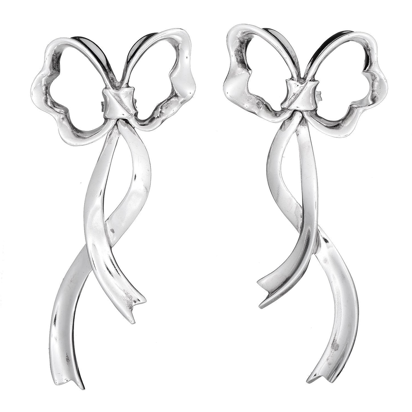 Sterling Silver Large Bow Earrings