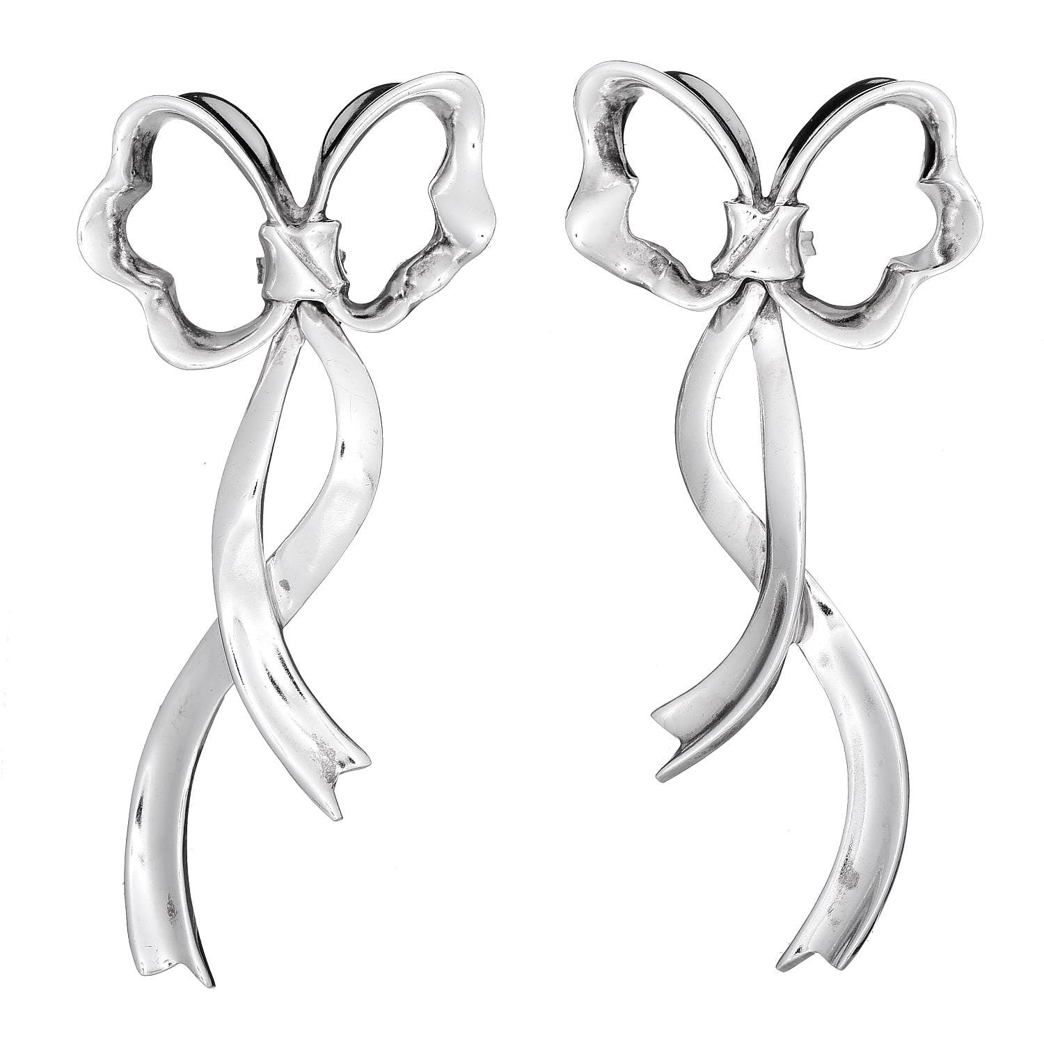Tiffany Sterling Silver Large Bow Earrings 1 of 4