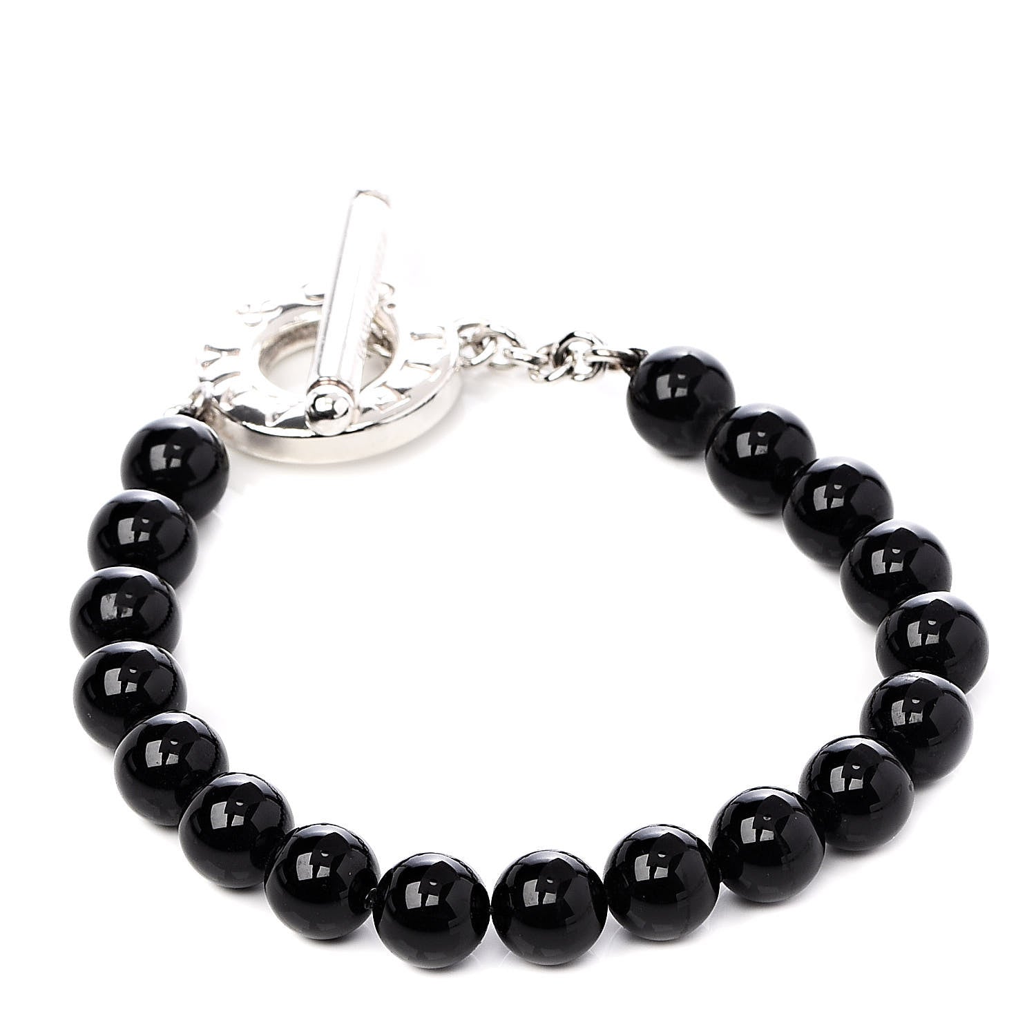 Tiffany Sterling Silver Black Onyx Bead Toggle Bracelet 3 of 5