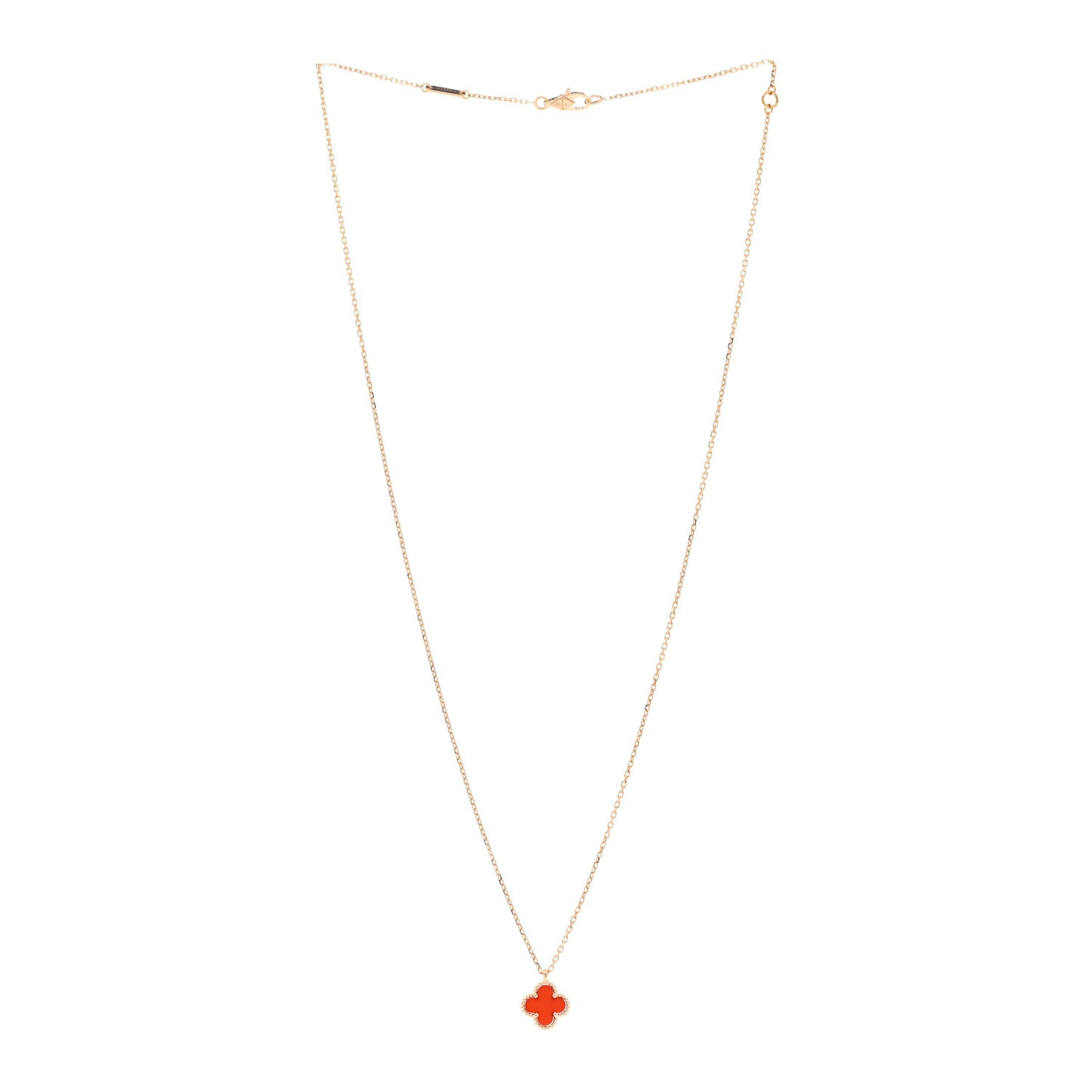 18K Rose Gold Carnelian Sweet Alhambra Pendant Necklace
