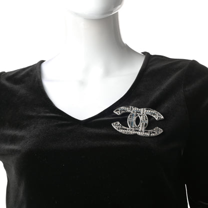 Chanel Crystal Pearl CC Tweed Brooch Blue White Pearly White 2 of 5