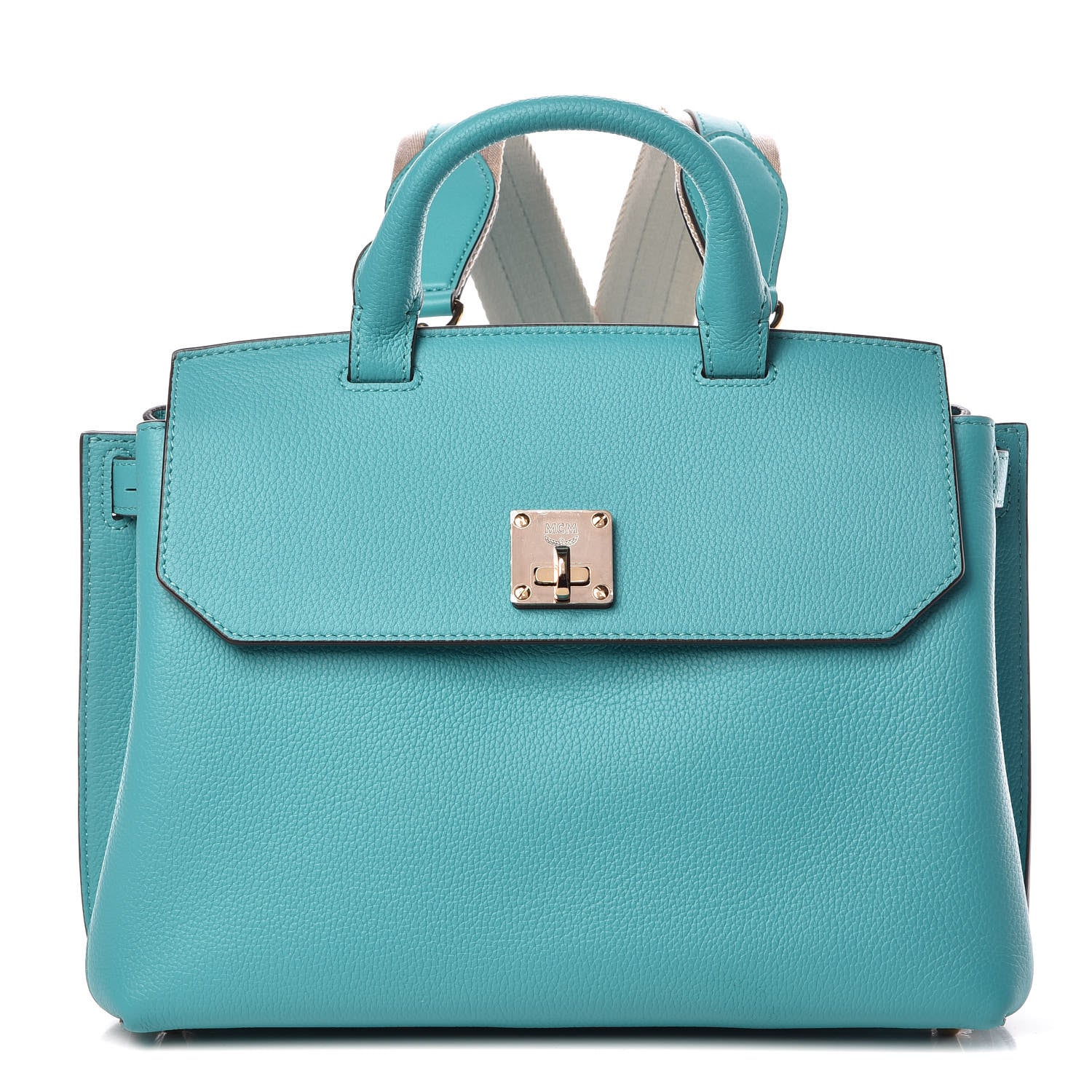 MCM Grained Calfskin Medium Milla Convertible Backpack Oasis Green 1 of 9