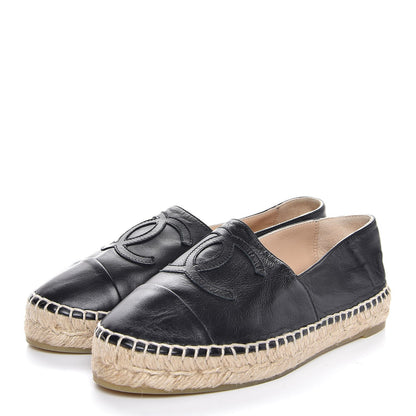 Chanel Lambskin CC Espadrilles 35 Black 3 of 9