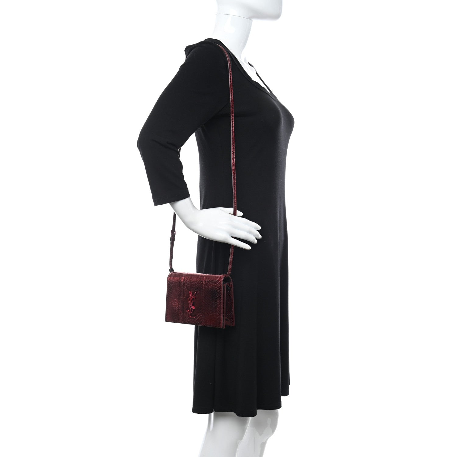 Saint Laurent Metallic Ayers Monogram Toy Kate Strap Wallet Cherry 2 of 9