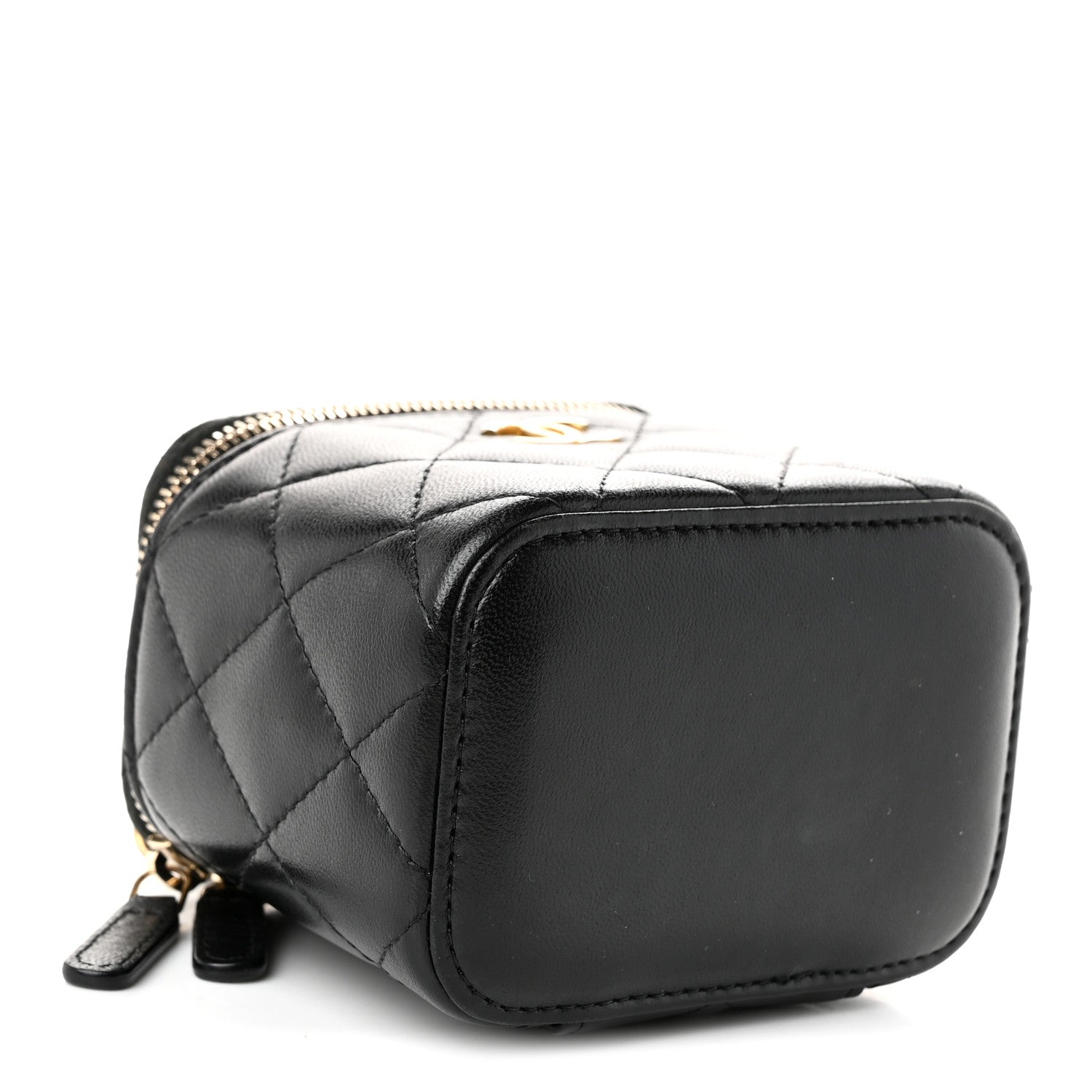 Chanel Lambskin Quilted Top Handle Mini Vanity Case With Chain Black 3 of 9