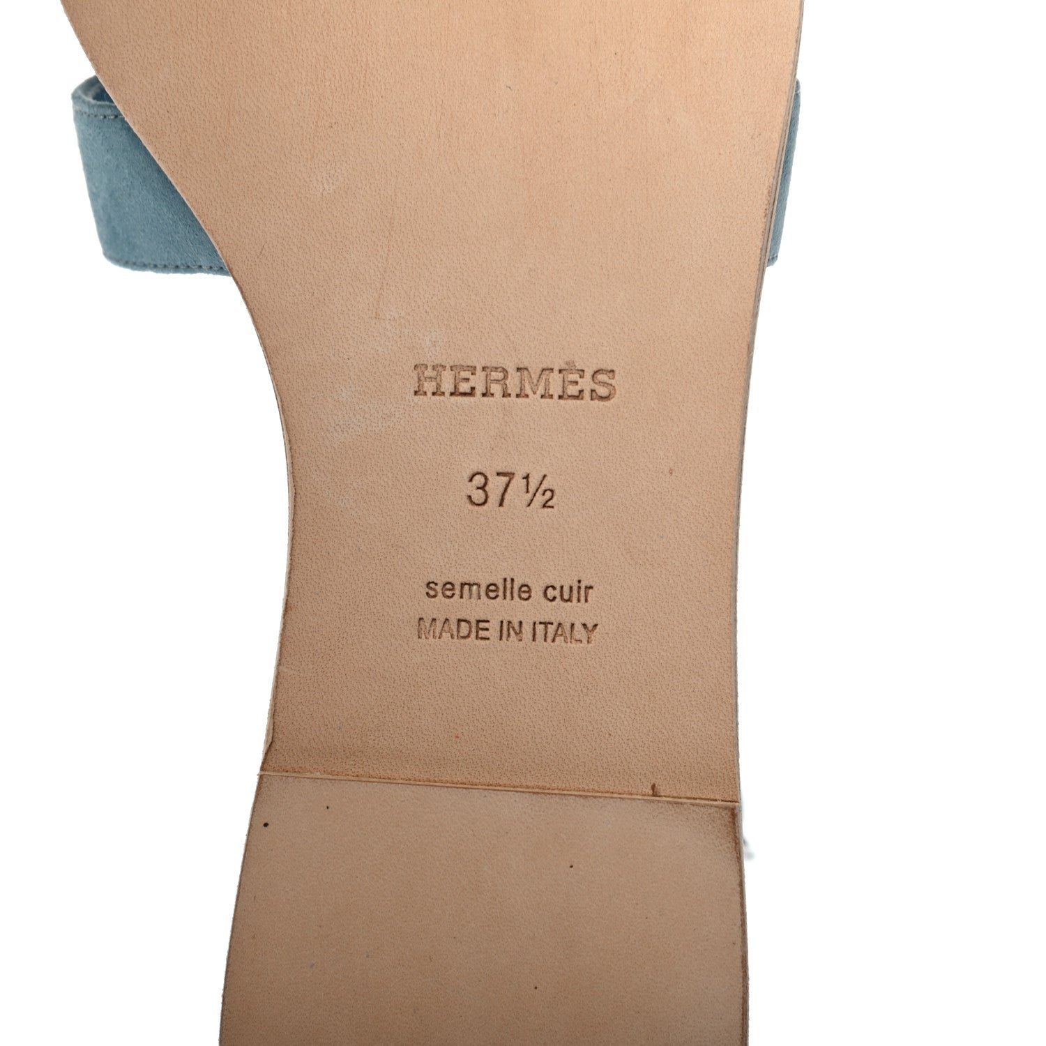 Hermes Suede Goatskin Santorini Sandals 37.5 Bleu Littoral 6 of 8