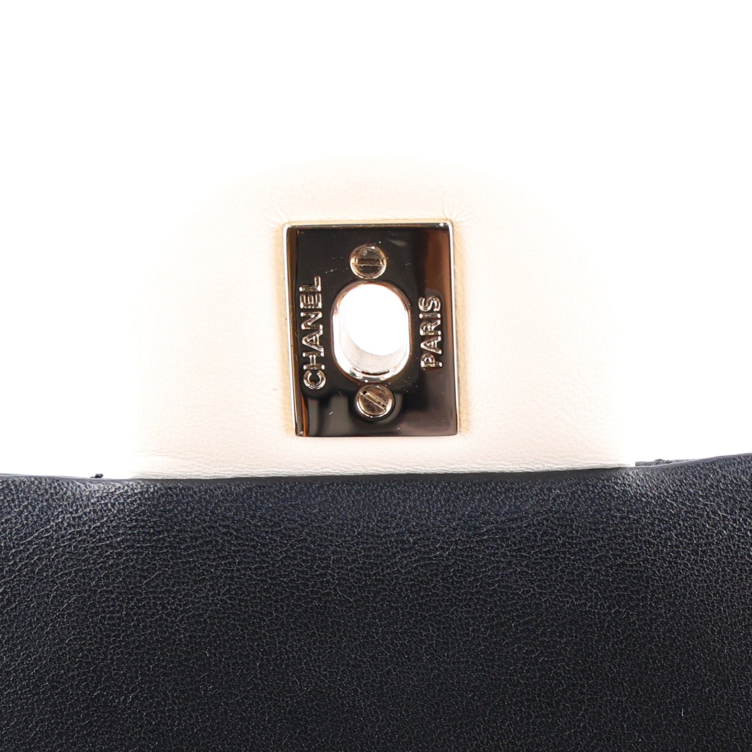 Chanel Lambskin Quilted Mini Rectangular Flap White Black 7 of 10