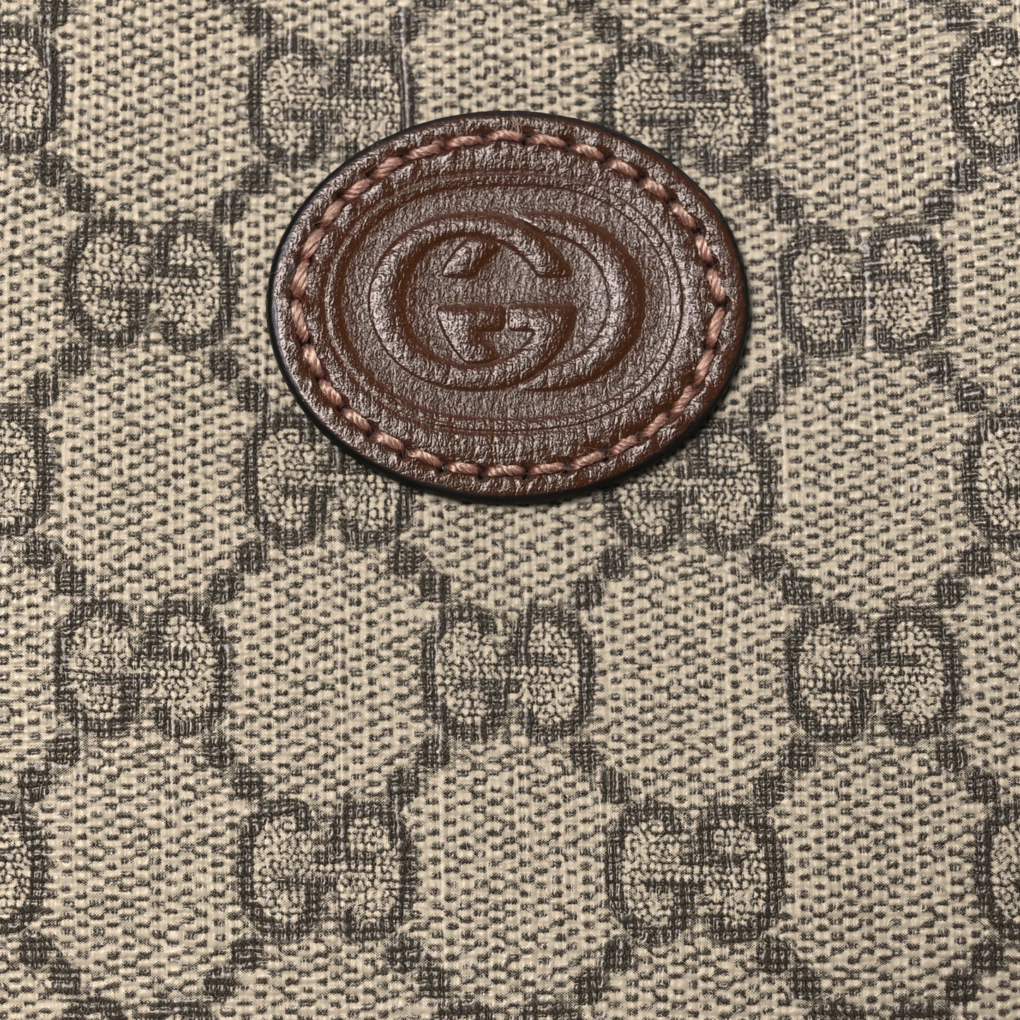 GG Supreme Monogram Azalea Calfskin Small Retro Interlocking G Wristlet Messenger Bag Beige Ebony Brown Sugar