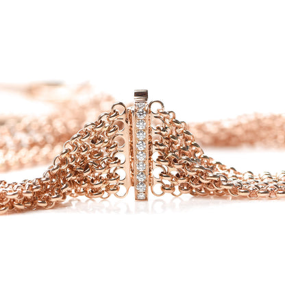 Hermes 18K Rose Gold Pave Diamond GM Kelly Clochette Necklace ST 5 of 7
