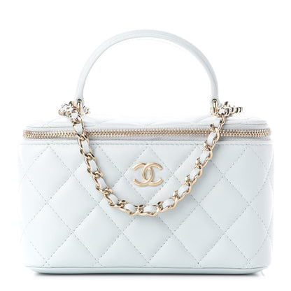 Chanel Lambskin Quilted Small Top Handle Vanity Case With Chain Light Blue 1 of 9