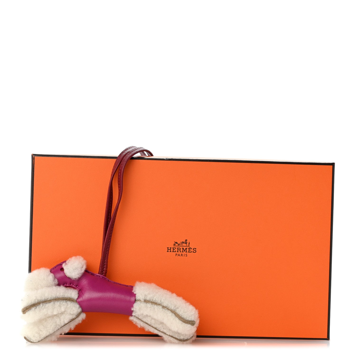 Hermes Milo Lambskin Shearling Budy Charm Rose Pourpre 4 of 4