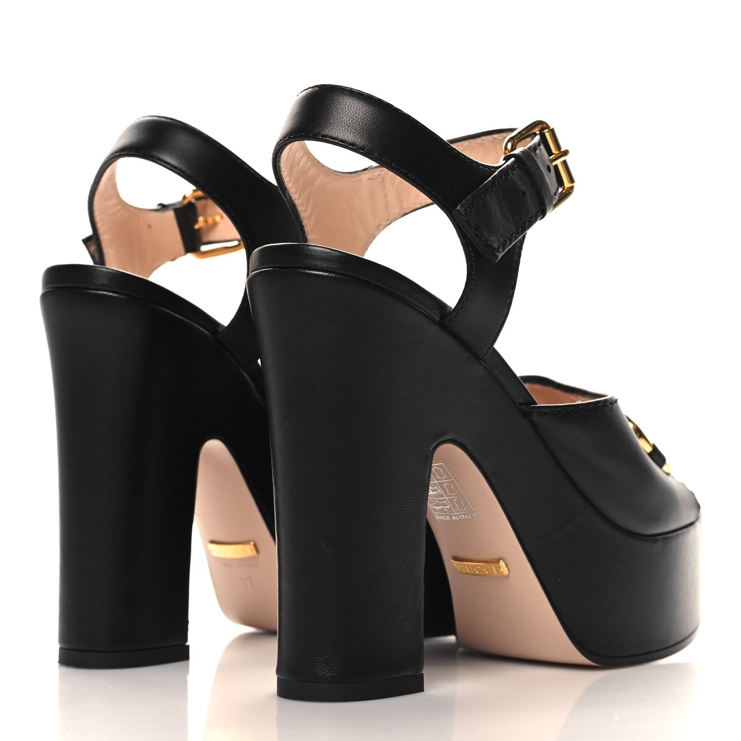 Gucci Nappa Charlotte Horsebit 40/135mm Platform Sandals 37 Black 5 of 9