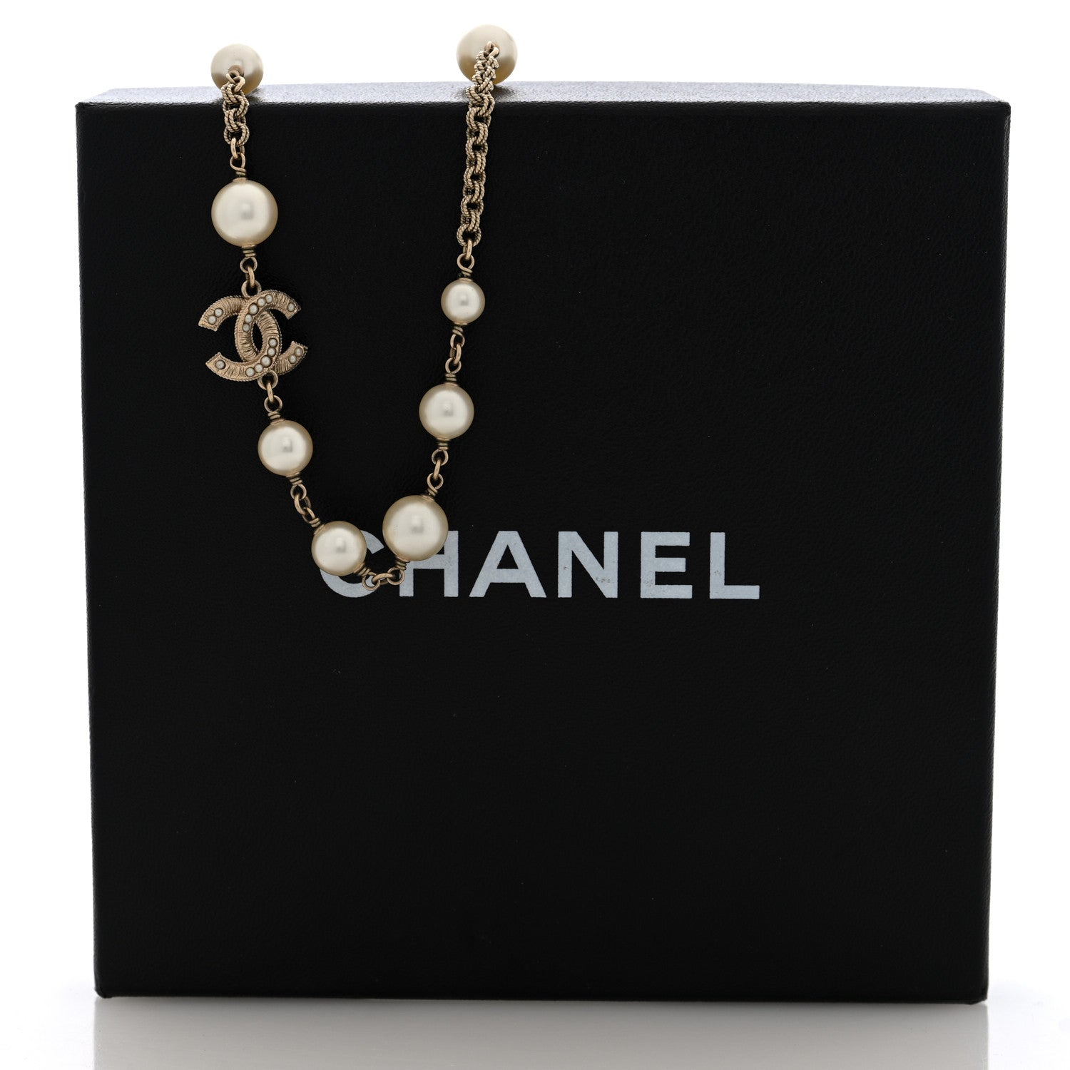 Chanel Pearl Beaded CC Short Necklace White Gold 5 of 5