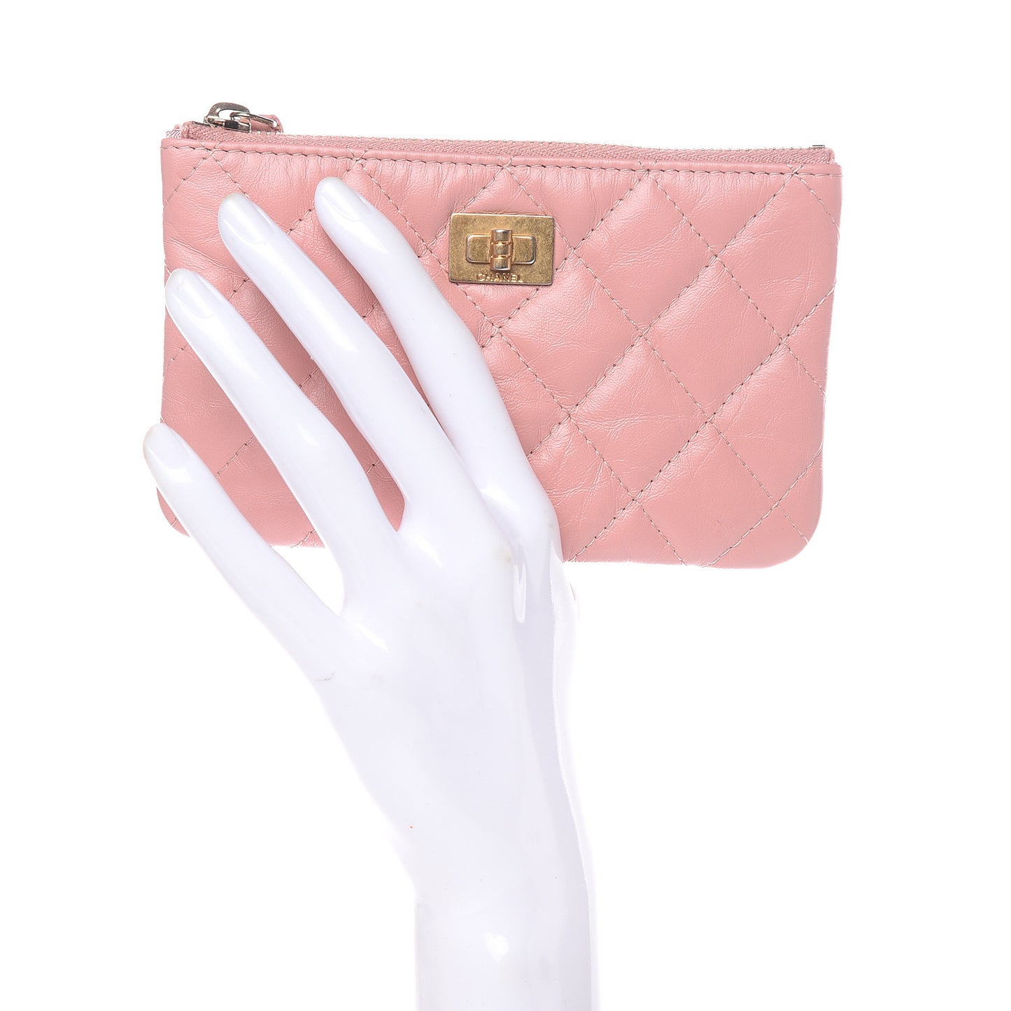 Aged Calfskin Quilted Small Reissue Cosmetic Case Light Pink