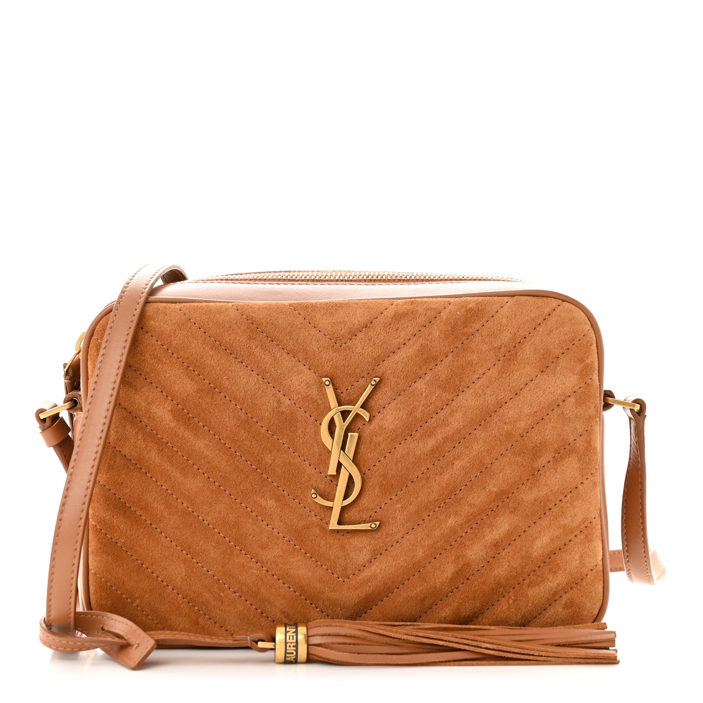 Suede Matelasse Monogram Lou Camera Bag Cinnamon