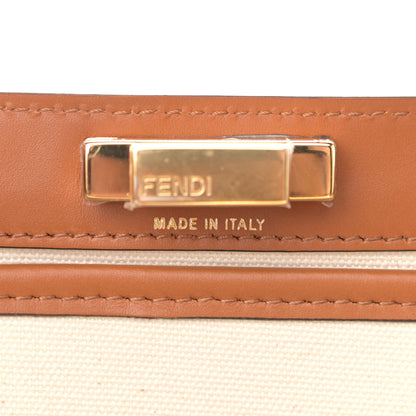 Fendi Canvas Vitello King FF Embroidered Medium Peekaboo X-Tote Grezzo Cuoio 6 of 11