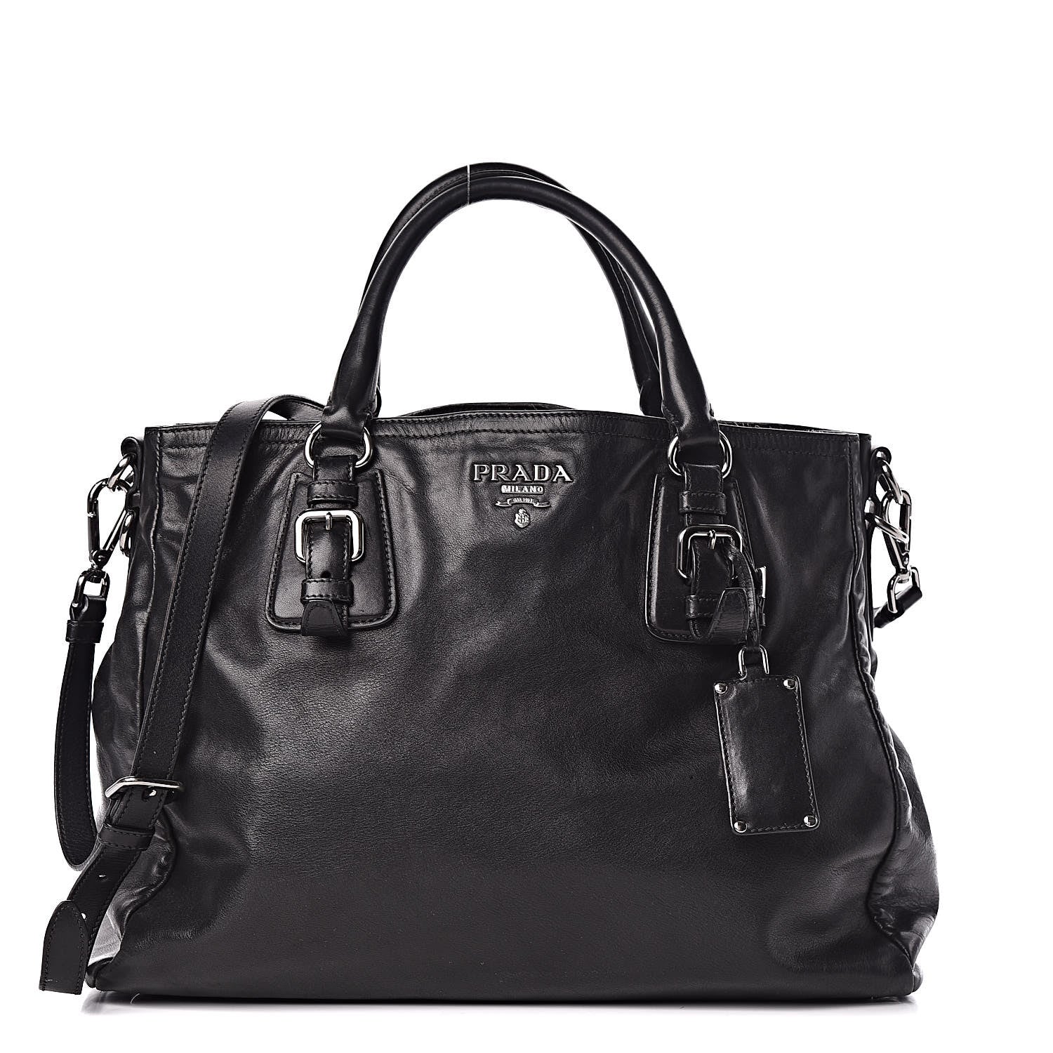 Prada Soft Calfskin Shoulder Bag Black 1 of 18