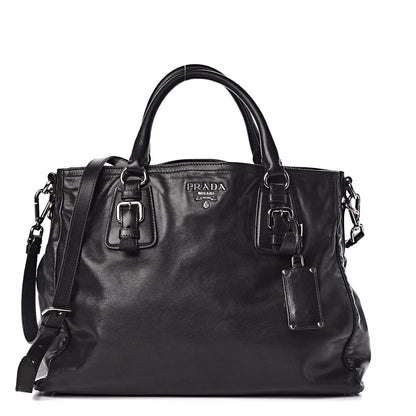 Prada Soft Calfskin Shoulder Bag Black 1 of 18