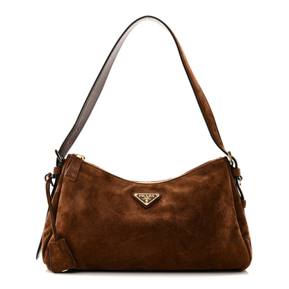 Prada Scamosciato Suede Medium Aimee Shoulder Bag Cacao 3 of 10