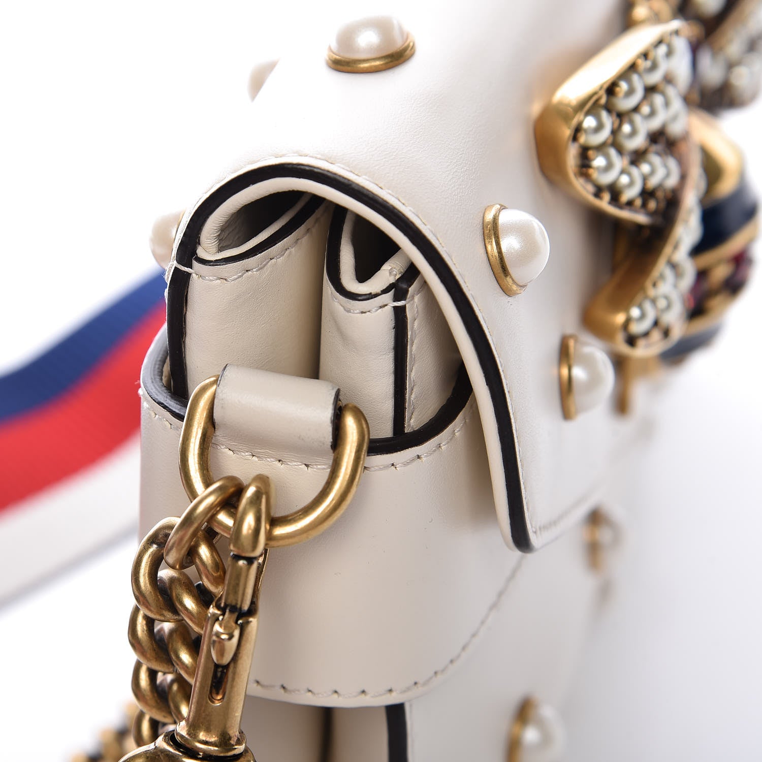 Gucci Nappa Pearl Studded Mini Queen Margaret Broadway Shoulder Bag Mystic White 14 of 16