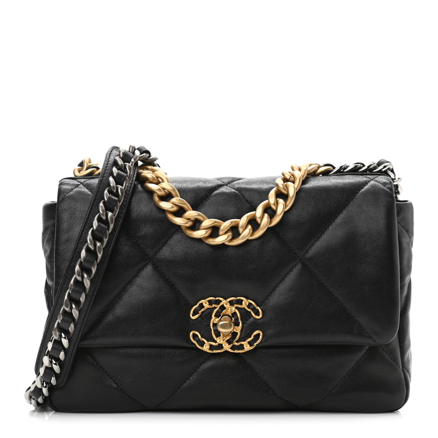 Lambskin Quilted Medium Chanel 19 Flap Black