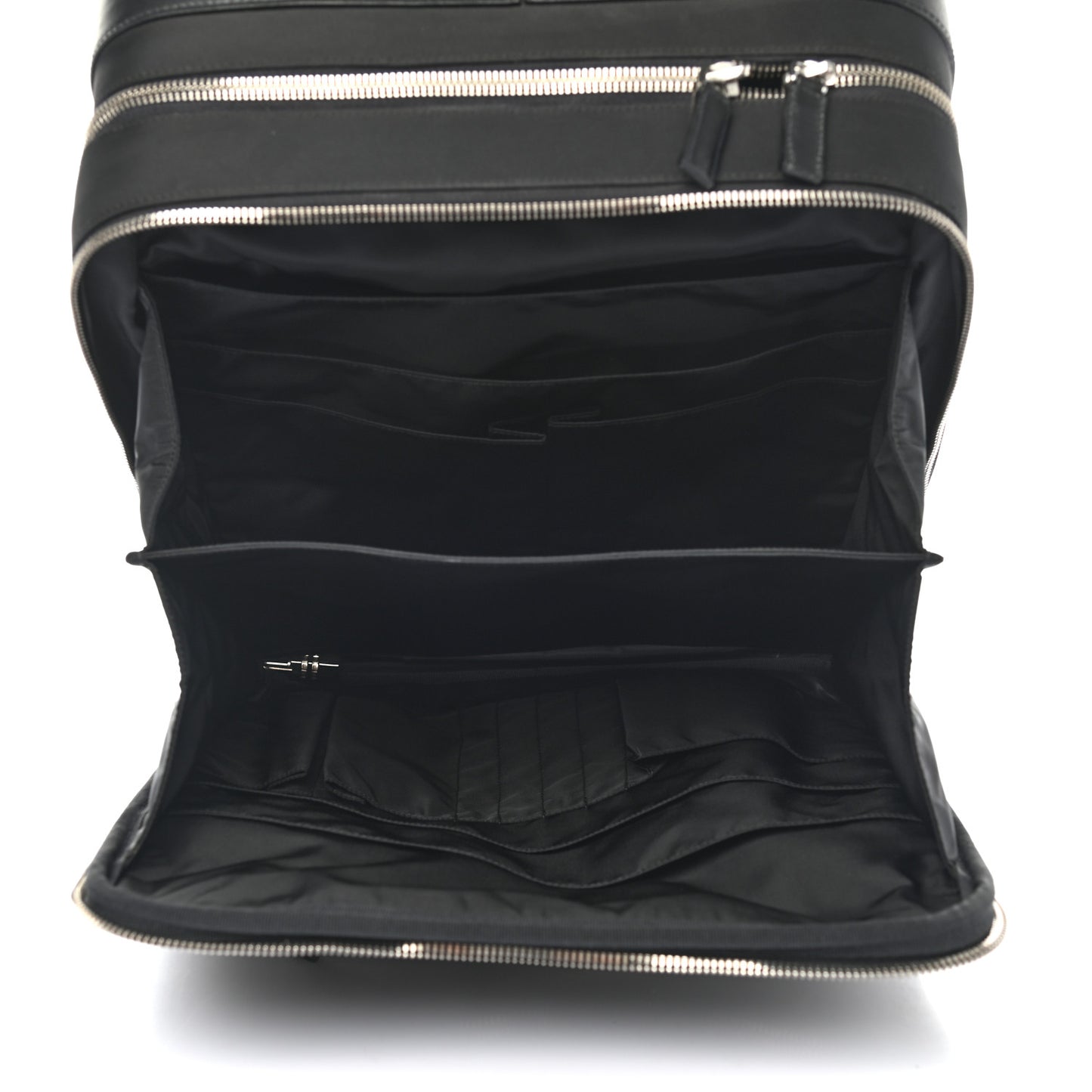 Tessuto Nylon Saffiano Trolley Luggage Black
