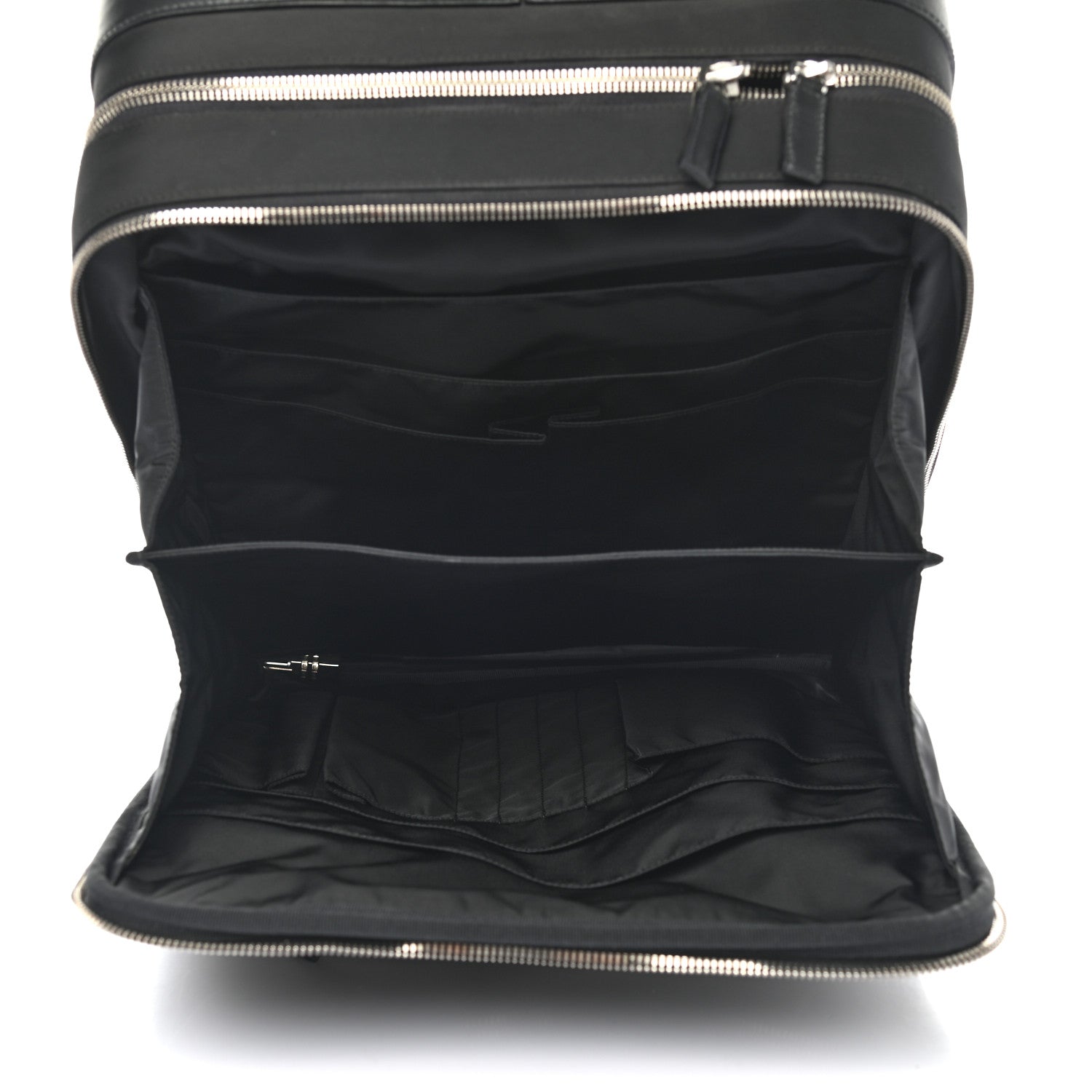 Prada Tessuto Nylon Saffiano Trolley Luggage Black 5 of 13
