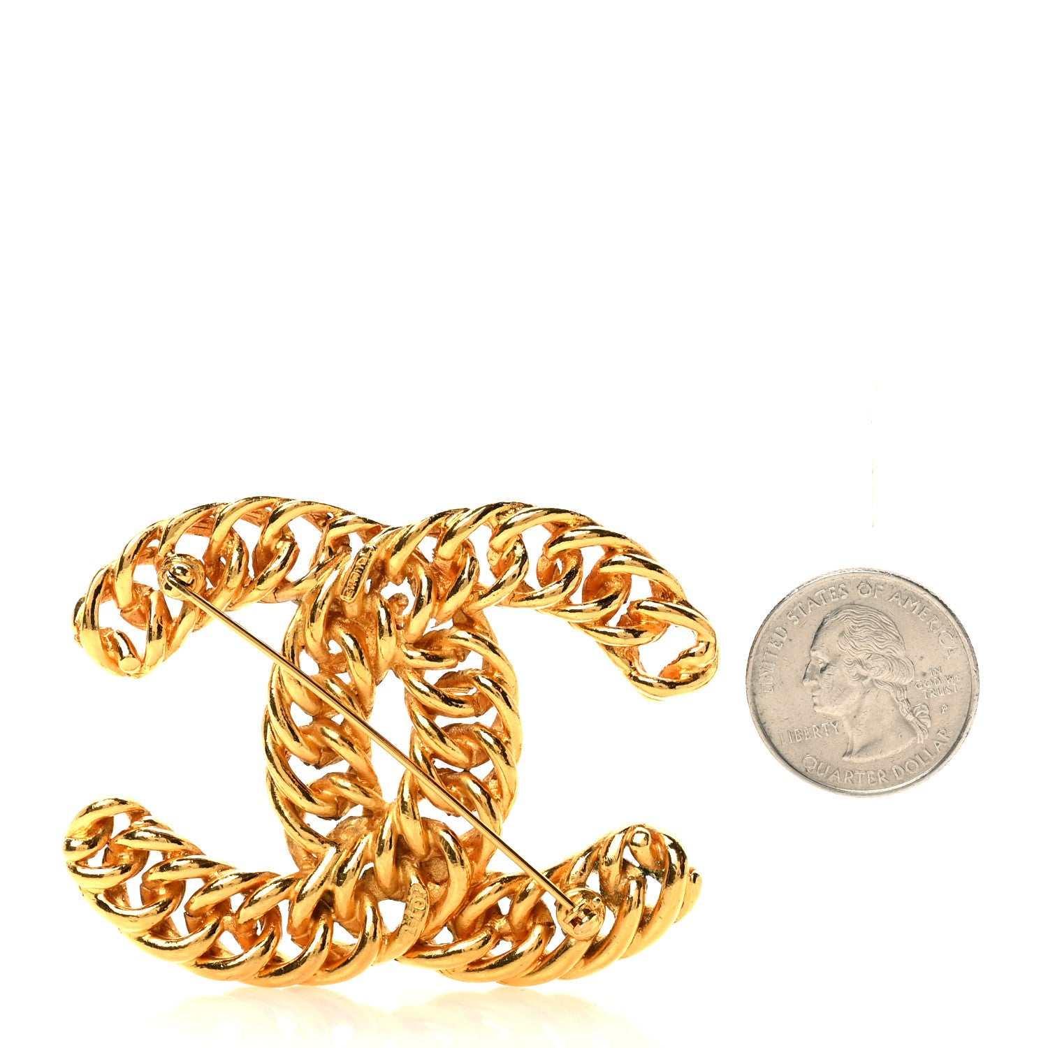 Chanel Metal Chain CC Brooch Gold 2 of 5