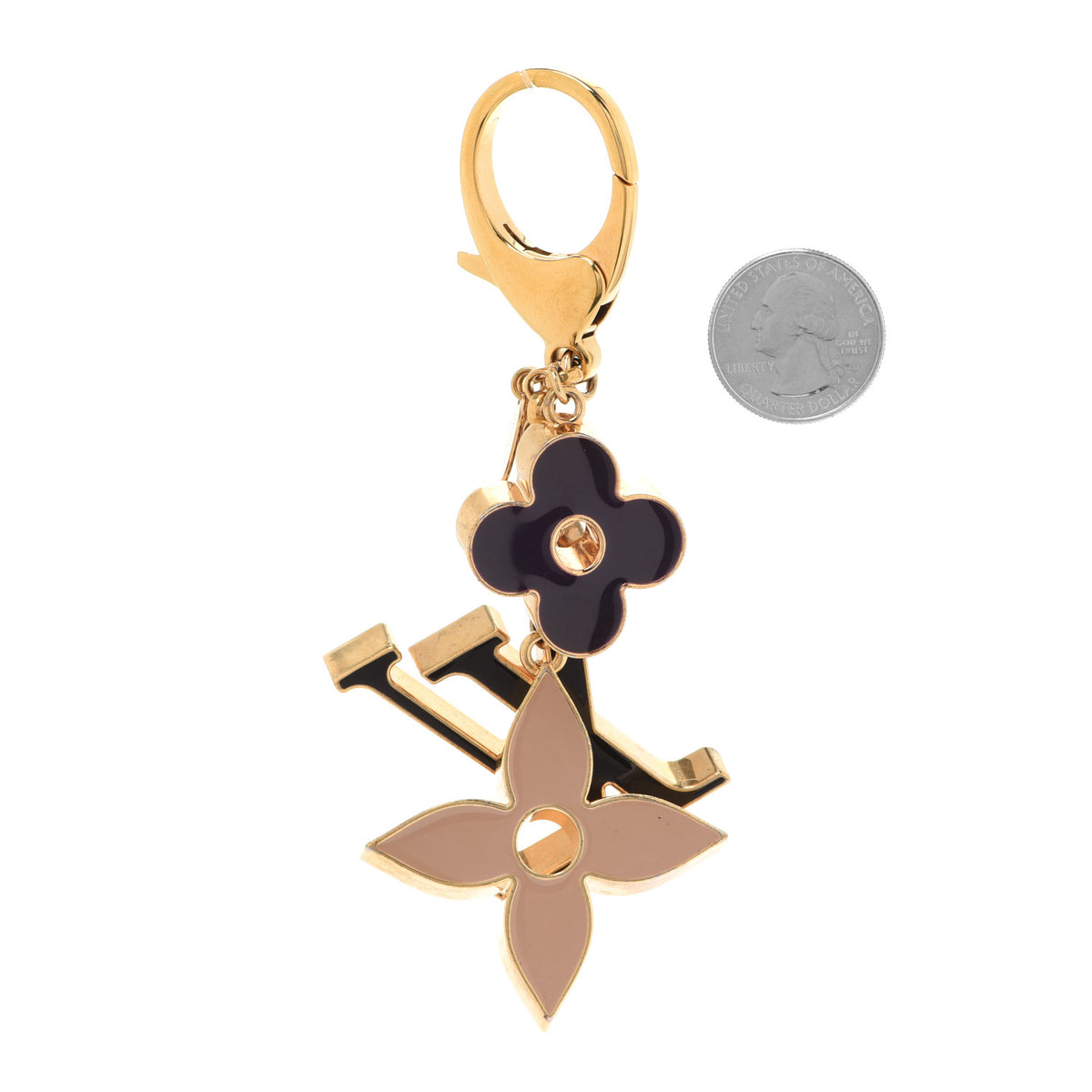 Fleur De Monogram Bag Charm Dore