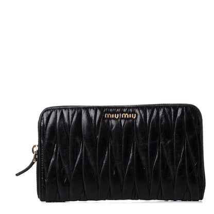 Miu Miu Nappa Matelasse Lux Zip Around Wallet Black 1 of 8