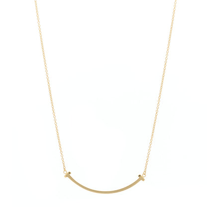 Tiffany 18K Yellow Gold Small T Smile Pendant Necklace 1 of 5