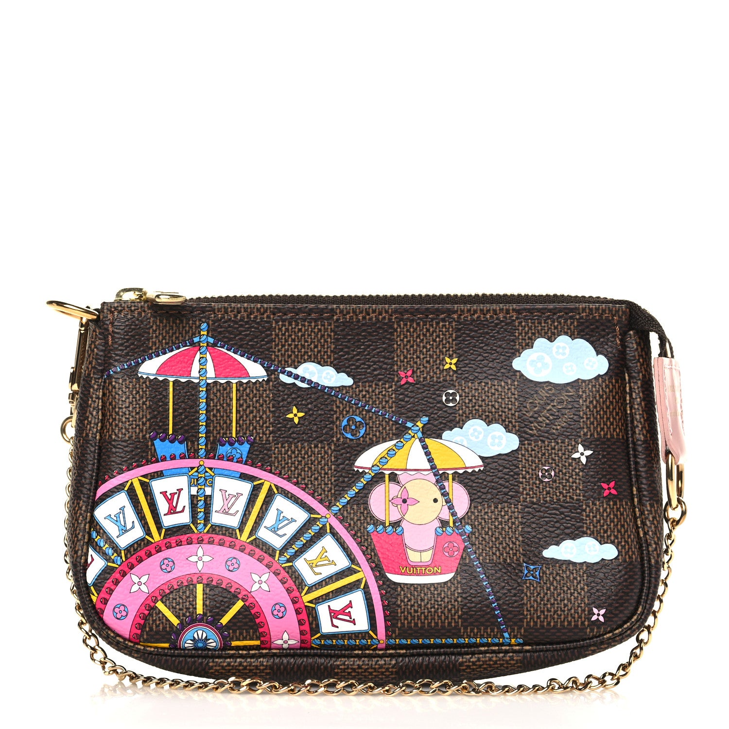 Louis Vuitton Damier Ebene 2020 Christmas Animation Big Wheel Mini Pochette Accessories Rose Ballerine 1 of 8