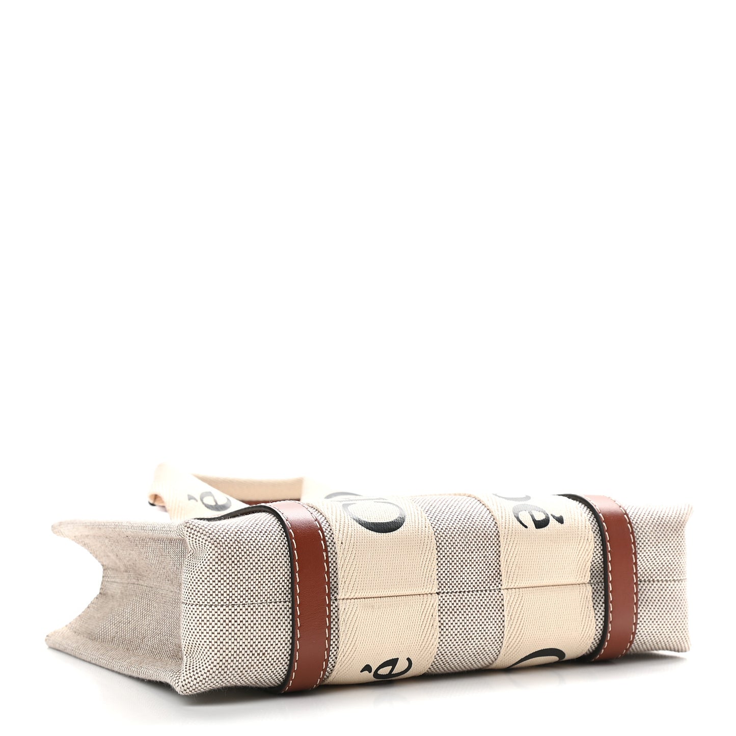 Cotton Calfskin Small Woody Ribbon Tote White Brown