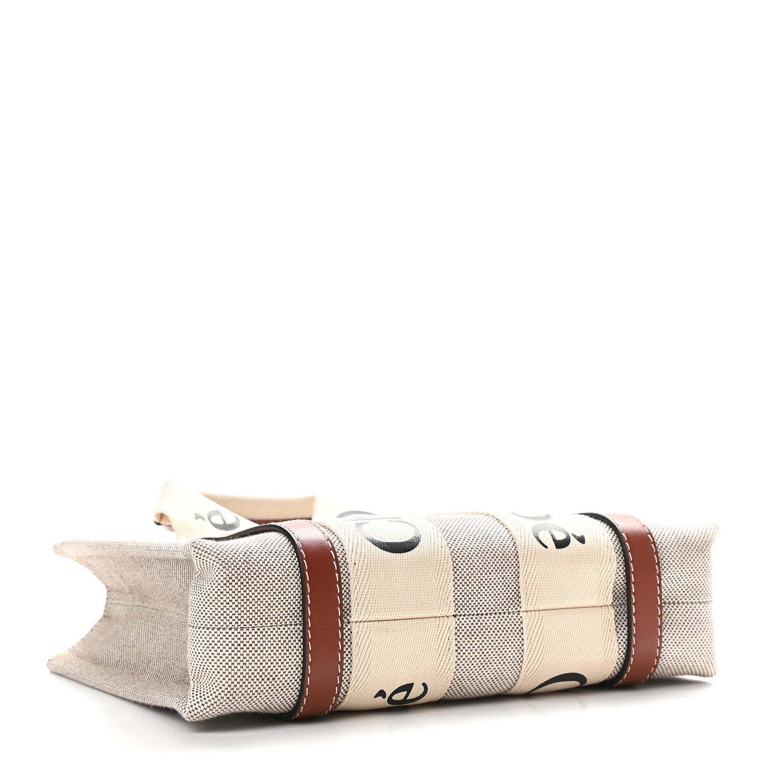 Chloe Cotton Calfskin Small Woody Ribbon Tote White Brown 4 of 9