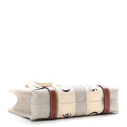 Chloe Cotton Calfskin Small Woody Ribbon Tote White Brown 4 of 9