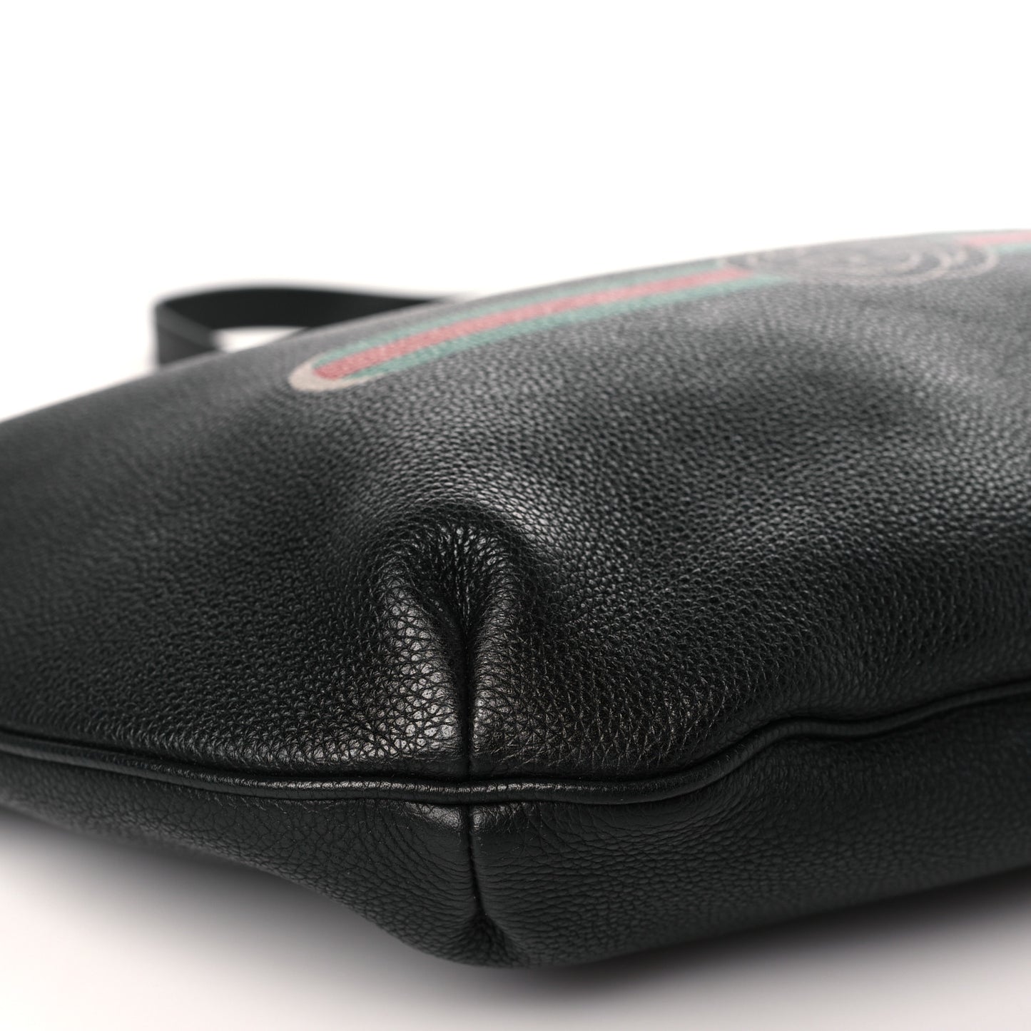Grained Calfskin Logo Half Moon Hobo Black