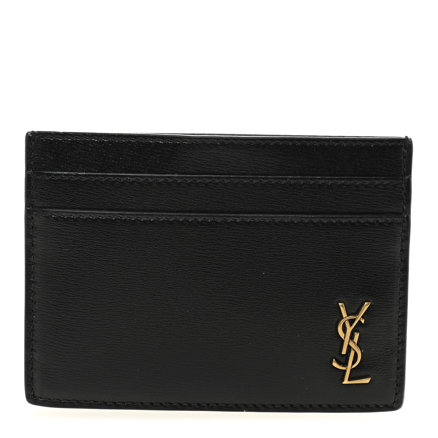 Calfskin Tiny Cassandre Credit Card Case Black