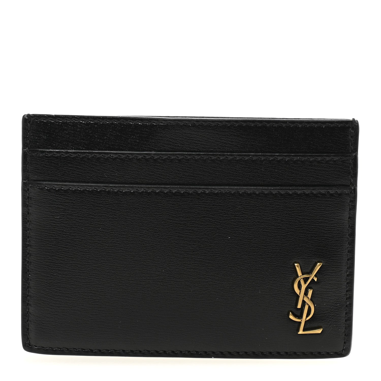 Saint Laurent Calfskin Tiny Cassandre Credit Card Case Black 1 of 7