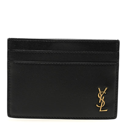 Saint Laurent Calfskin Tiny Cassandre Credit Card Case Black 1 of 7