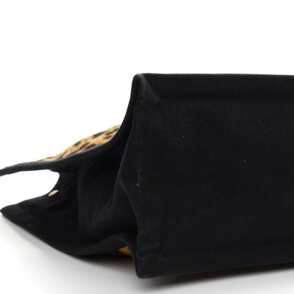Saint Laurent Canvas Calfskin Leopard Print Rive Gauche Noe Tote Natural Black 7 of 8