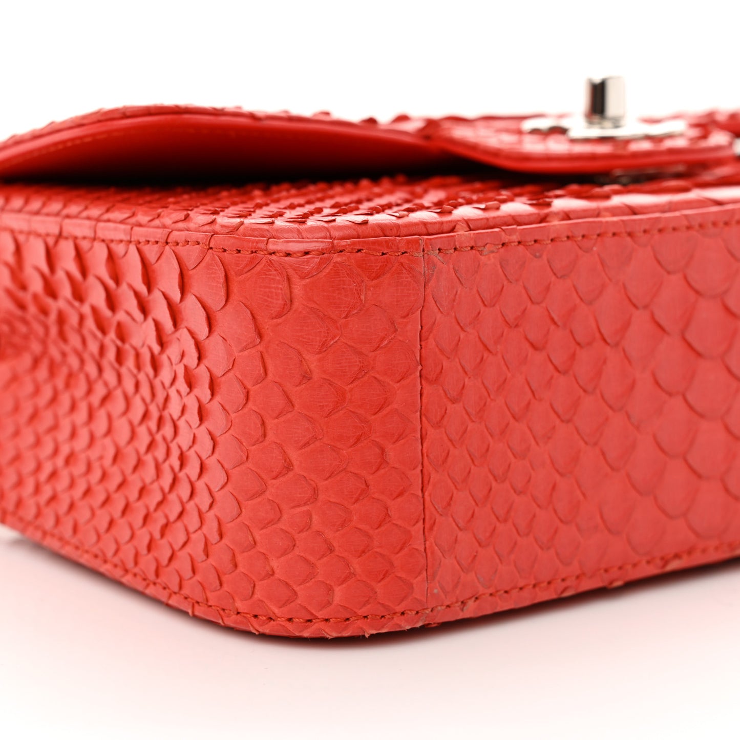 Snakeskin Mini Rectangular Flap Red