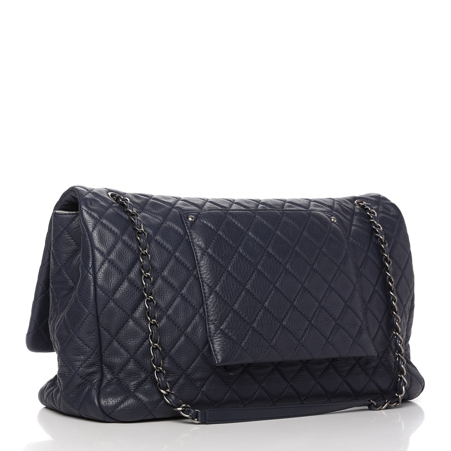 Chanel Calfskin Quilted XXL Travel Flap Bag Navy 3 of 10